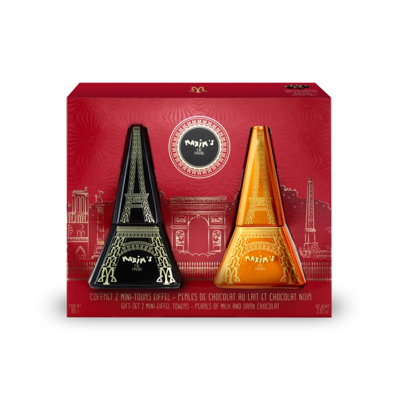 Etui 2 mini tours Eiffel - Perles de chocolat assorties